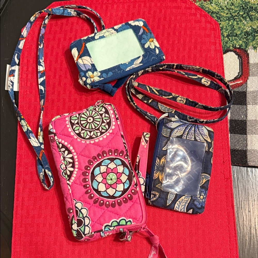 Vera Bradley Pink and Navy Floral Wristlet Trio